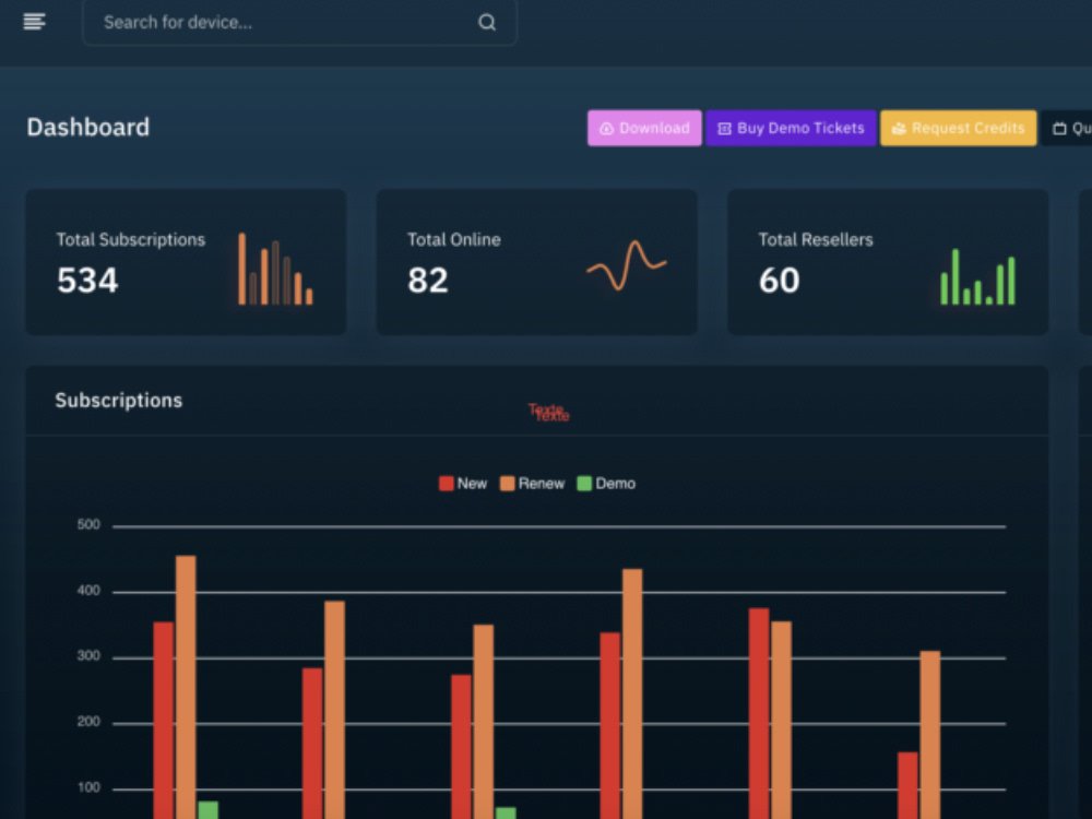 IPTV forhandler Dashboard